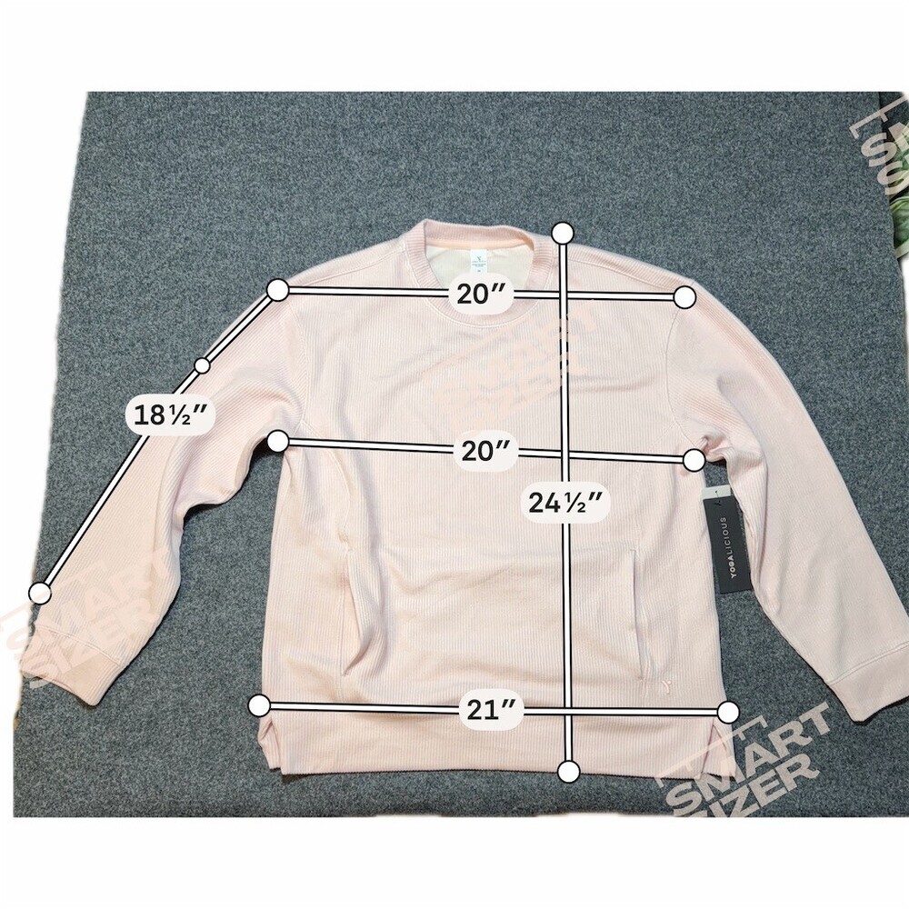 Yogalicious Sweatshirt Womens M Pink Ribbed Crewneck Pullover Pockets - Picture 6 of 7